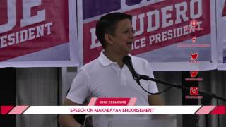 Chiz Escudero Speech on Makabayan Bloc Endorsement [upl. by Neona354]