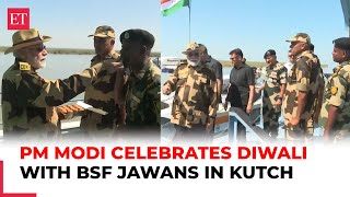 Kutch Gujarat PM Modi celebrates Diwali with the Indian Armed Forces distributes sweets [upl. by Enitsirhc]