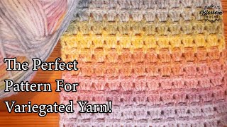 Crochet A Continuous Block Stitch Blanket  Perfect for Variegated Yarn Cakes [upl. by Atinal]