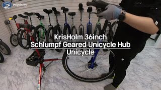 Schlumpf Geared Unicycle Hub  36inch KrisHolm Unicycle [upl. by Ynnaffit]