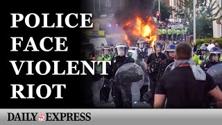 Southport Police face riot and vehicle burned as chaos erupts [upl. by Wolfgram]