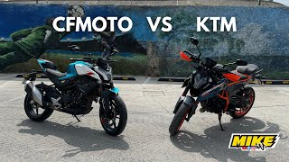 CF MOTO 450NK vs KTM DUKE 390NG  POTENCIA Y CALIDAD  Mike MP [upl. by Anaugal]