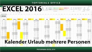 Kalender  Urlaub für mehrere Personen markieren  Download Excel [upl. by Berthoud731]