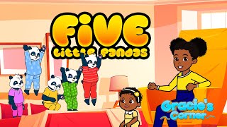 Five Little Pandas Jumping on the Bed  Gracie’s Corner Nursery Rhymes  Kids Songs [upl. by Leckie]