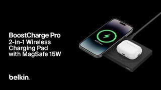 Belkin BoostCharge Pro 2in1 Wireless Charging Pad with Official MagSafe Charging 15W [upl. by Foskett164]