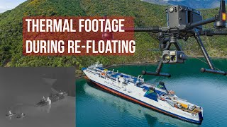 Interislander Aratere ReFloat  RAW Drone Thermal Video [upl. by Nylrad]