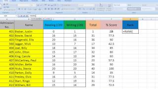 Excel Tips for Teachers Episode 3 Ranking results in Excel [upl. by Otreblif]