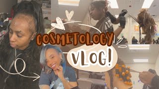 Cosmetology School Vlog 2 Perm Rods Spiral Rods Virgin Relaxer Relaxer Retouch [upl. by Eelreveb]