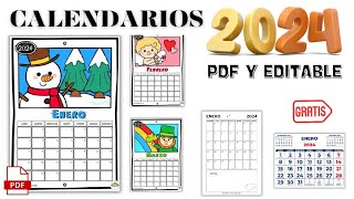 Calendario 2024 para imprimir gratis PDF Y EDITABLE [upl. by Reifnnej738]