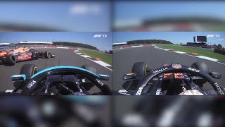 Max Verstappen amp Lewis Hamilton Side by Side Onboard  2021 British Grand Prix Silverstone Crash [upl. by Juli79]