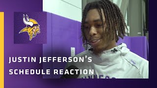 Justin Jefferson’s Instant Reaction to Seeing the 2022 Minnesota Vikings Schedule [upl. by Siuoleoj175]