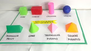 3D shapes model for school project3D geometrical shapes3D shapes math projectmath tlm 3D shapes [upl. by Luanni]