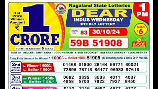 LIVE Lottery Sambsd 1pm Official 30102024 Result  Nagaland State Lottery [upl. by Stambaugh]