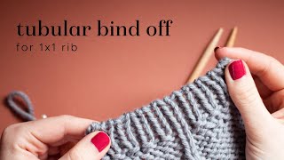 Knitting tutorial Tubular bind off for 1x1 rib [upl. by Ninel]