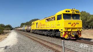 Tanker and alumina trains passing each other at the Mundijong siding [upl. by Akire]