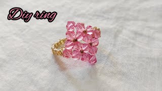 How to make Crystal beaded ring 💍  diy beaded ring [upl. by Bohlen]