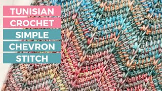 HOW TO  Tunisian Simple Stitch Chevron BEGINNER STITCH  FREE BLANKET PATTERN Ripple Wave Pattern [upl. by Florance]