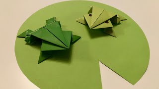 Hüpfenden Origami Frosch falten  basteln mit Papier für Kinder  DIY Paper Craft оригами [upl. by Danyluk540]