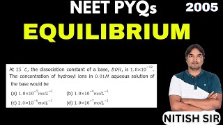 At 25°C the dissociation constant of a base BOH is 10×1012 The concentration of hydroxyl ions [upl. by Ramirol]