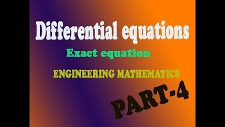 VTU Engineering Maths 1 Differential exact equation GOOD example PART4 [upl. by Ahseinod]