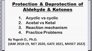 Protection and Deprotection of Aldehyde amp Ketones  Detailed Mechanism  Practice Problems [upl. by Ahtimat]