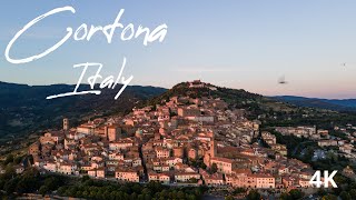 Scenic Italy Cortona at Sunset 4K Drone Film [upl. by Rafferty337]