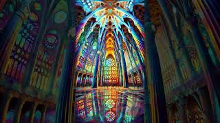 Van Gogh Style Painting of inside of Sagrada Família AI AIimage AIGeneratedArt DigitalArt Gaudi [upl. by Annoled]