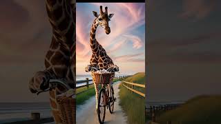 A giraffe is riding a bicycle🤣🤣🤣 cartoon cutebabies animation cute [upl. by Mora]