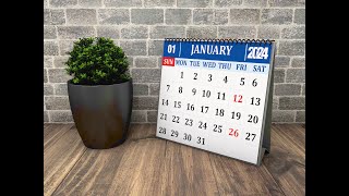 Free Download Printable Yearly Calendar 2024 CDR  123 calendar  2024 design coreldraw [upl. by Ainolopa]