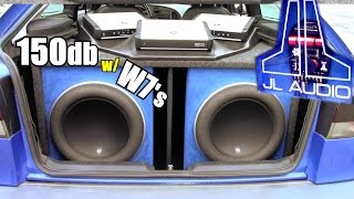 150db JL Audio Install w Brians 13w7 Subwoofers amp Two HD12001 Bass Amps  Loud SAAB Sound System [upl. by Bonis]