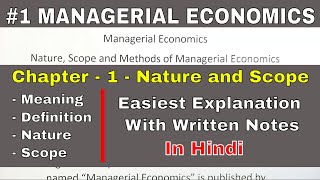 Managerial Economics in Hindi  BBA  Nature and Scope of Managerial Economics  Chapter  1 [upl. by Milda]