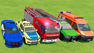 POLICE CAR FIRE TRUCK AMBULANCE COLORFUL CARS FOR TRANSPORTING FS 22 [upl. by Sukey532]