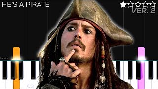 Pirates of the Caribbean  HE’S A PIRATE  EASY Piano Tutorial [upl. by Franky]