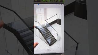 STAIR SKETCH RENDERING FROM ABOVE ON IPAD architectureeducation stair ipad interiordesign [upl. by Kired]