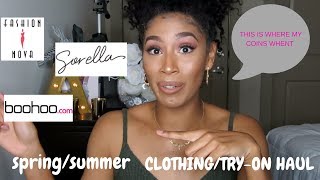 SPRING amp SUMMER CLOTHINGTRYON HAUL FASHIONNOVABOOHOOSORELLA [upl. by Mullane]