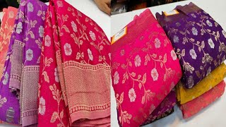 Bangalore Wholesale Georgette Budget Friendly Crape Cotton Sarees Collection Single Courier Avl [upl. by Aloise]