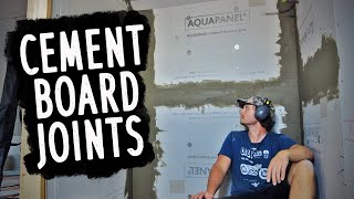 Taping Cement Board Joints  Step By Step Tutorial  Knauf Aquapanel scrim amp tile adhesive [upl. by Huey612]