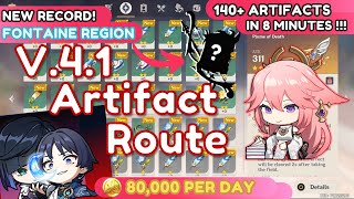 FASTEST New Artifact Farming Route in 8min Ver 41 Fontain 140 Artifacts  Genshin Impact Guide [upl. by Eiaj]