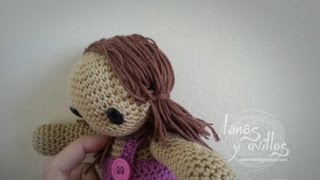 Tutorial Cabello Liso Muñeca Amigurumi Paso a Paso en Español Tipo 2 [upl. by Ellehsal]