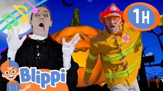 1 Hour Halloween Blippi Song Nonstop Pumpkins Firemen Costumes  More [upl. by Flan322]