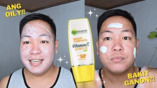 GARNIER BRIGHTENING SUNSCREEN VITAMIN C UV MATTE  REVIEW FOR 2 WEEKS PAANODIN MUNA BAGO BUMILI [upl. by Brice178]