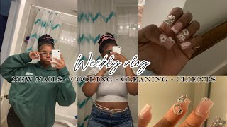 WEEKLY VLOG 💫 new nails  cooking  cleaning  clients  My’Owne Corley [upl. by Fee]