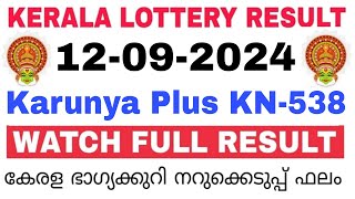 Kerala Lottery Result Today  Kerala Lottery Result Karunya Plus KN538 3PM 12092024 bhagyakuri [upl. by Orsola531]