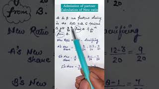 How to calculate new ratio  admission of partner  class 12 accounting [upl. by Evreh]