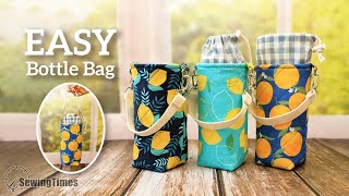 Easy Bottle Bag Tutorial 👍 Make your own water bottle holder sewingtimes [upl. by Nailliw160]