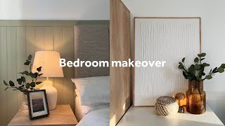 Bedroom Makeover  RentalFriendly Beadboard Wall Panel  DIY Plaster Wall Art  Silent Vlog [upl. by Nwhas]