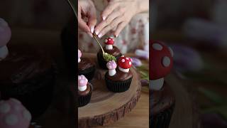 Making Mushroom Cupcakes 🍄dessert [upl. by Eimmot]