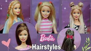 5 CUTE AND EASY HAIRSTYLES FOR BARBIE DOLL ADoll designer❤️ [upl. by Vano]