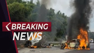 BREAKING NEWS  Kecelakaan Jalur Kontraflow KM 58 Tol JakartaCikampek [upl. by Eornom]