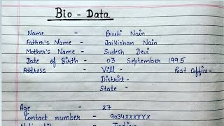 Bio Data Writing  How to Write an Bio Data  Write an Bio Data Format In English [upl. by Eninnaj]